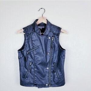 Voice Dark Gray Vegan Leather Zip Up Vest